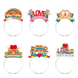Pride Stirnband,Regenbogen Stirnbänder für Frauen, „Love Wins“-Themen-Stirnband, „Love Wins“-Themen-Stirnband, 6 Stück, bunte Haarreifen-Dekoration für Parade, Pride-Monat von Aisyrain