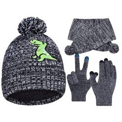 Wintermütze Schal Handschuhe Set - Set aus Strickmütze, Schal und Handschuhen für Kinder,Dicker Hut, Schal und Schneehandschuhe für Kinder im Alter von 2–8 Jahren Aisyrain von Aisyrain