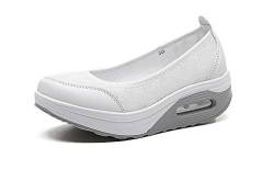 Aitaobao Damen Keilabsatz Laufschuhe Plateau Freizeitschuhe Shape-up Fitness Laufen Atmungsaktiv Mesh Sportschuhe, Weiss, 38 EU(CN: 39) von Aitaobao