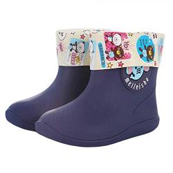 Aitaobao Kinder Gummistiefel Wasserdicht Schlupf Regenstiefel Leichte Warm Gefüttert Stiefeletten Für Jungen Mädchen von Aitaobao