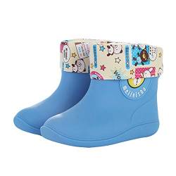 Aitaobao Kinder Gummistiefel Wasserdicht Schlupf Regenstiefel Leichte Warm Gefüttert Stiefeletten Für Jungen Mädchen von Aitaobao