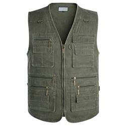 Aivtalk Camping Vest Herren Funktionsweste Multi-Taschened Slim Weste Freizeit Jacke mit Reißverschluss Jagd und Angler Fotografie Wandern Weste Grün - Hersteller 6XL/EU-Größe 56-58 von Aivtalk