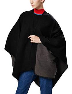 Aivtalk Damen Einfarbig Warm Poncho Cape Umhang Schal für Herbst Winter - Elegant und Chic - Schwarz 130x150cm von Aivtalk