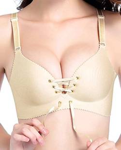 Aivtalk Damen Kordelzug Push Up BH Gepolstert Hinzufügen Zwei Cup BH Sexy Dessous - Beige - 75A von Aivtalk