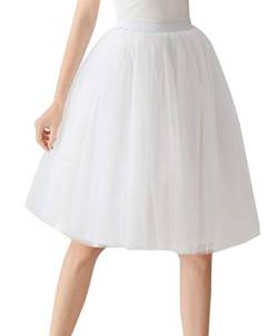 Aivtalk Damen Kurz Retro Rock Hohe Taille Tutu Rock Tüllrock Retro Ballett Blase Petticoat 50er Tutu Unterrock Tütü Crinoline Minirock Reifrock Unterrock Kleid Tüll Underskirt in Weiß von Aivtalk