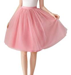 Aivtalk Damen Kurz Retro Rock Hohe Taille Tutu Rock Tüllrock Retro Ballett Blase Petticoat 53er Tutu Unterrock Tütü Crinoline Minirock Reifrock Unterrock Kleid Tüll Underskirt in Rosa von Aivtalk