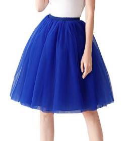 Aivtalk Damen Kurz Retro Rock Hohe Taille Tutu Rock Tüllrock Retro Ballett Blase Petticoat 55er Tutu Unterrock Tütü Crinoline Minirock Reifrock Unterrock Kleid Tüll Underskirt in Dunkelblau von Aivtalk