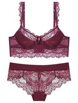 Aivtalk Damen Sexy Spitze Dessous Set Große Größen Push Up Bügel-BH Bra und Slip Unterwäsche Lingerie Set von Aivtalk