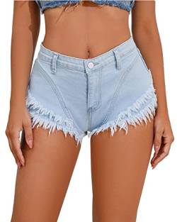 Aivtalk Frauen Hot Jeans Shorts Hohe Taille Stretchy Streetwear für Sommer Bar Strand Party Täglich Blau 4 M von Aivtalk