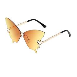Aiweijia Frauen Schmetterling Randlos Sonnenbrille Überdimensionale Jahrgang Metall Unregelmäßig Rahmen UV-Schutz Brillen von Aiweijia
