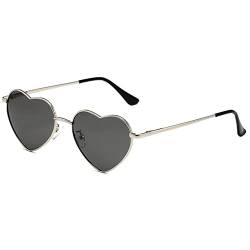 Aiweijia Herzförmig Sonnenbrille für Frauen Retro Metallrahmen Polarisiert Durchsichtig Bonbonfarbe Brille Liebe geformt Sonnenbrille von Aiweijia