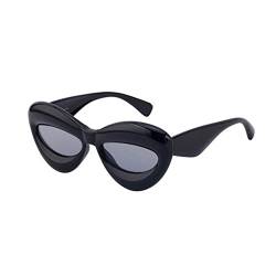 Aiweijia Männer Frauen Oval Extra Dicke Lippe Retro Holiday Party Y2K UV Resistant Sonnenbrille von Aiweijia