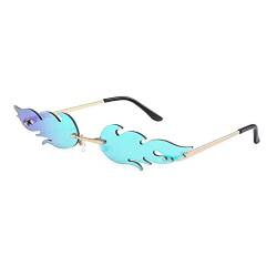 Aiweijia Mode Gläser Flamme Sonnenbrillen Metall Brillen Rahmenlos Schattierungen UV400 Party Rave Gläser für Männer Frauen von Aiweijia