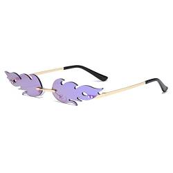 Aiweijia Mode Gläser Flamme Sonnenbrillen Metall Brillen Rahmenlos Schattierungen UV400 Party Rave Gläser für Männer Frauen von Aiweijia