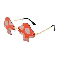 Aiweijia Pilzform Unregelmäßig Randlos Metall Sonnenbrillen Retro Party Halloween Sonnenbrillen UV400 Schutz für Frauen Männer von Aiweijia
