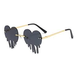 Aiweijia Retro Herz Schmelzen Tropfende Herz Brille für Damen UV400 Schutz Lustige Brille Party Halloween Glasses von Aiweijia