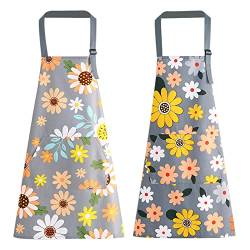 Aiweijia Schürzen Küche, Haushalt & Wohnen 2 Stück Küchenschürzen für Männer Damen, Kochschürze mit 2 Taschen zum Kochen, Backen, Malen, Hausarbeit von Aiweijia