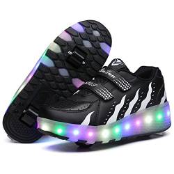 Aizeroth USB Aufladen 7 Farbwechsel LED Blinkend Schuhe Mit Doppelt Rollen Automatisch Räder Rochen Skateboardschuhe Outdoor Fitnessschuhe Gymnastik Laufschuhe Sneakers für Jungen Mädchen Geschenk von Aizeroth