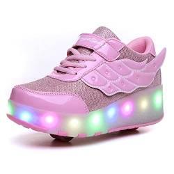 Aizeroth USB Aufladen 7 Farbwechsel LED Blinkend Schuhe Mit Doppelt Rollen Automatisch Räder Rochen Skateboardschuhe Outdoor Fitnessschuhe Gymnastik Laufschuhe Sneakers für Jungen Mädchen von Aizeroth