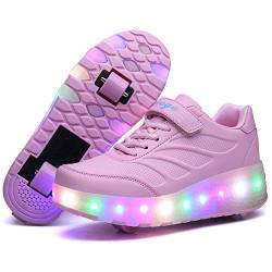 Aizeroth USB Aufladen 7 Farbwechsel LED Blinkend Schuhe Mit Doppelt Rollen Automatisch Räder Rochen Skateboardschuhe Outdoor Fitnessschuhe Gymnastik Sneakers für Jungen Mädchen Geburtstag Geschenk von Aizeroth