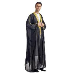 Aizuoni Abaya Herren, Gebetskleidung Für Männer, Kaftan Herren, Islamische Kleidung Herren, Muslimische Kleider Herren, Jalabiya Herren, Arabisches Mantelkleid Mit Goldene Perlenquaste von Aizuoni