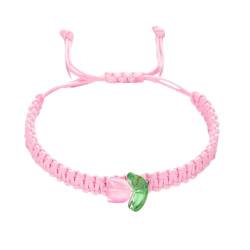 Aizuoni Gewebtes handgefertigtes Armbandseil, geflochtene Tulpenblumen-Armbänder - Tulpen-String-Armbänder - Handgefertigte geflochtene Seilarmbänder für Mädchen und Frauen von Aizuoni