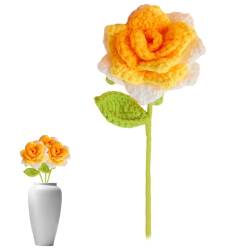 Aizuoni Häkelblume, gestrickte Blumen | Valentinstag Liebe gestrickte Blumen - Handgefertigte Strickrose für Heimdekoration, Simulationsblume, DIY Häkel-Strickrose, Geschenk für Mädchen und Frauen von Aizuoni