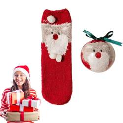 Flauschige Socken Weihnachten | Weihnachtsthema Lässige dicke Socken | Gemütliche Socken für Frauen, Teenager-Mädchen, zum Schlafen im Innenbereich, Wintersocken für Weihnachtsgeschenke Aizuoni von Aizuoni