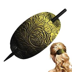 Haarspange aus Leder mit Stab | Ovale Haarspange aus Kunstleder - Leder und Stick Hair Slide Haarnadeln Pferdeschwanzhalter Haarschmuck für Frauen Mädchen Aizuoni von Aizuoni