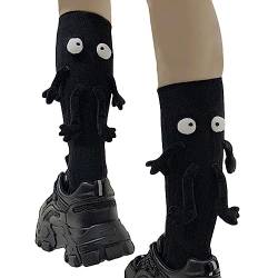 Magnetische Socken Magnetische handhaltende Mid-Tube-süße Socken mit Augen | Magnetische Saug-3D-Puppen-Paar-Socken, lustige Paar-Socken für Paare von Aizuoni