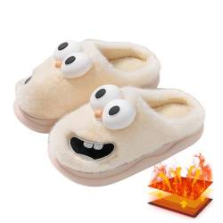 Rutschfeste flauschige Hausschuhe | Damen-Plüsch-Fuzzy-Schlupfhausschuhe für den Winter,Big Eye Damen-Schlafzimmerschuhe aus Plüsch, lustig, cool, lustig, warm, 3D-Cartoon, flauschige Aizuoni von Aizuoni