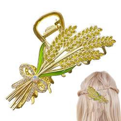 Strass-Krallenclip,Strass-Haarspangen,Große Strass-Haarspangen für Frauen - Elastische Kopfbedeckung aus Metall, Weizen, rutschfest, Legierung, glänzend, für Partys, Brötchendekoration, Aizuoni von Aizuoni