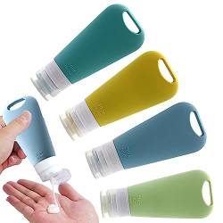 Tragbare Reiseflaschen 4 Stück 90 ml nachfüllbare Reisebehälter Zubehör,Travel Bottle Essentials Outdoor-Reise-Kulturbehälter für Duschgel, Shampoo, Lotion und Cometic von Aizuoni