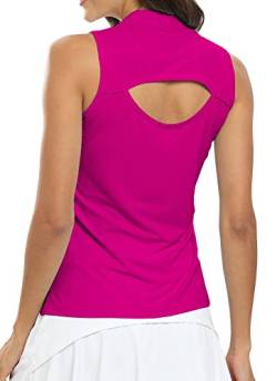 AjezMax Activewear Tank Top für Damen Yoga Fitness Workout Shirt Ärmelloses Rückenfrei Sportshirt Training T-Shirt Rosenrot M von AjezMax