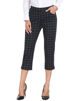 AjezMax Business Hose Damen, Elegante Hose Damen, Anzughose Damen, Yogahose Damen Freizeithose für Arbeit Business Lässig Marineblau-Check L von AjezMax