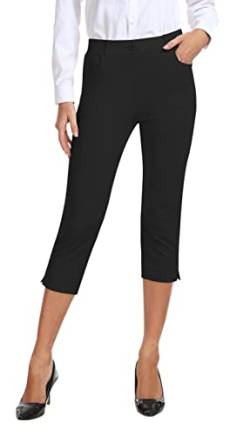 AjezMax Damen Arbeitshose Elegante Anzughose Stretch Business Stoffhose Lang Modisch Sommer Freizeithose mit Taschen Schwarz L von AjezMax