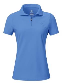 AjezMax Damen Basic Piqué Poloshirt Kurzarm Tennis Golf Polo Shirts Atmungsaktives Leichte Funktionsshirt mit 1/4 Zip Himmelblau XL von AjezMax