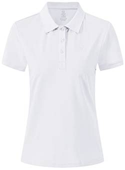 AjezMax Damen Golf Polo-Shirt Performance Kurzarm Sporttops Atmungsaktiv Übung Sommershirts Weiß Größe Medium von AjezMax