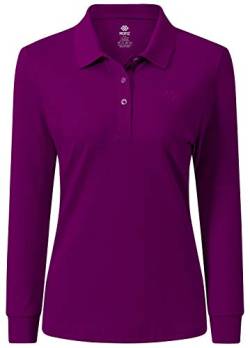 AjezMax Damen Golf Poloshirt Langarm Sport Polohemd Wintershirts mit Kragen Large Dunkelviolett von AjezMax