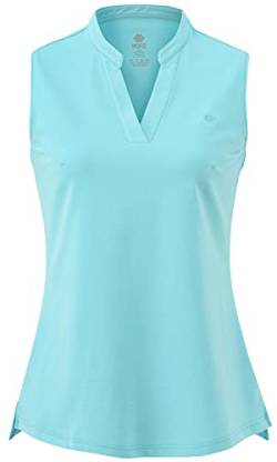 AjezMax Damen Golf Tennis Shirts Ärmelloses Sports Poloshirt Baumwolle oga Gym Workout Sommershirts Hellblau Medium von AjezMax