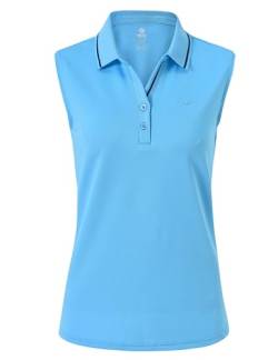 AjezMax Damen Polohemd Ärmellos Golf Polo Baumwolle Sommershirts Leicht Sport Oberteile mit Kragen Himmelblau Large von AjezMax