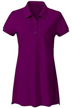 AjezMax Damen Polokleid Baumwolle Leichtes Polohemd Sports Kleid mit Knöpfe Violett L von AjezMax