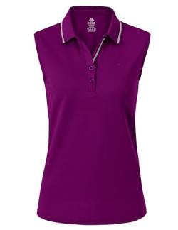 AjezMax Damen Poloshirt Ärmelloses Shirt Leichte Golf Top Sommershirts mit Polokragen Unifarben Dunkelviolett Large von AjezMax