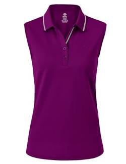 AjezMax Damen Poloshirt Ärmelloses Shirt Leichte Golf Top Sommershirts mit Polokragen Unifarben Dunkelviolett Medium von AjezMax