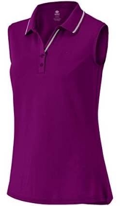 AjezMax Damen Poloshirt Ärmelloses Shirt Leichte Golf Top Sommershirts mit Polokragen Unifarben Dunkelviolett X-Large von AjezMax