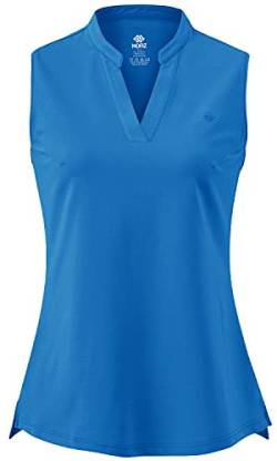 AjezMax Damen Poloshirt Ärmelloses Shirt Leichte Weich Golf Tennis Top mit V-Ausschnitt Sommershirts Einfach See Blau Large von AjezMax