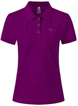 AjezMax Damen Poloshirt Kurzarm Oberteile Leichte Golf Top mit Polokragen Sommershirts Unifarben Dunkel lila Größe Small von AjezMax