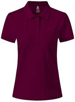 AjezMax Damen Poloshirt Kurzarm Polohemd Sport Klassisch Quick Dry Sommershirts Weinrot Größe Large von AjezMax