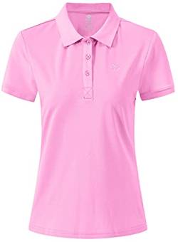 AjezMax Damen Poloshirt Kurzarm Polohemd Sport Polo Weich Sommershirts Performance Rosa Größe X-Small von AjezMax