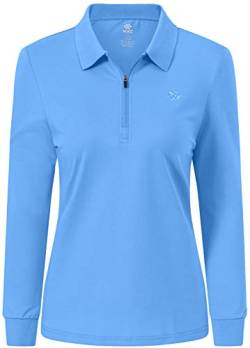 AjezMax Damen Poloshirt Langarm Baumwolle Polohemd Sport Polo Wintershirts mit Reißverschluss von AjezMax